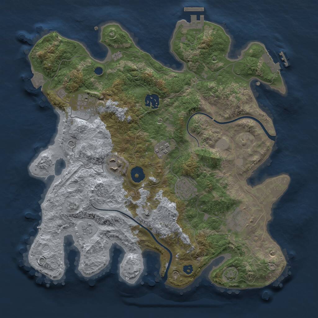 Rust Map: Procedural Map, Size: 3200, Seed: 1941345304, 12 Monuments