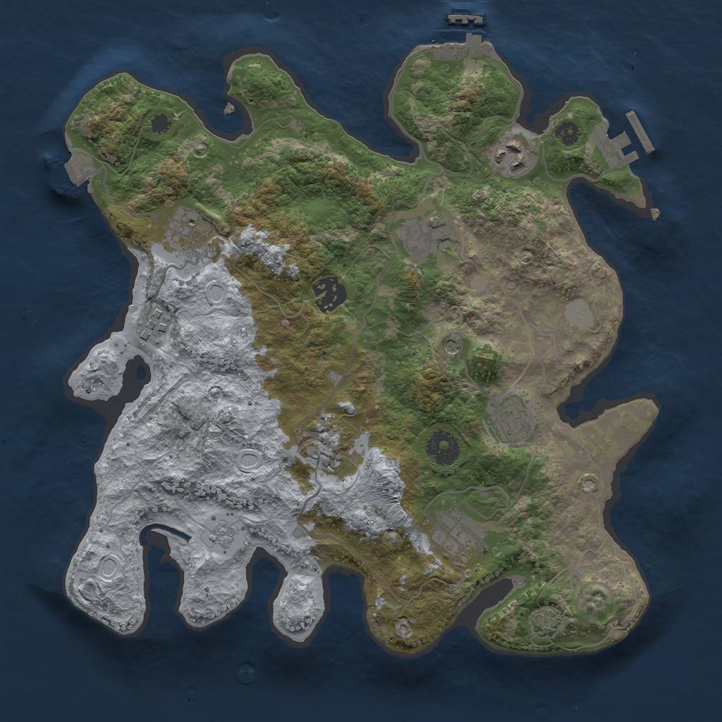 Rust Map: Procedural Map, Size: 3200, Seed: 1941345304, 16 Monuments