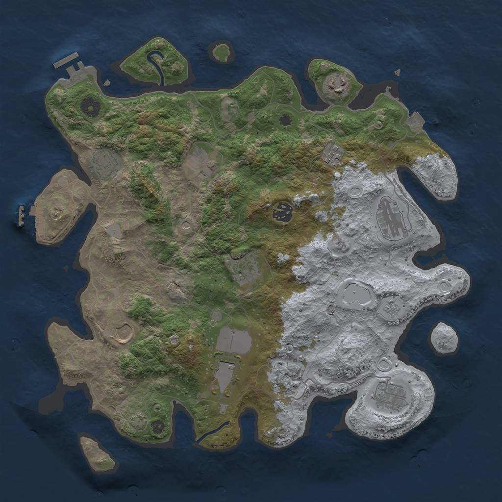 Rust Map: Procedural Map, Size: 3800, Seed: 32327278, 19 Monuments