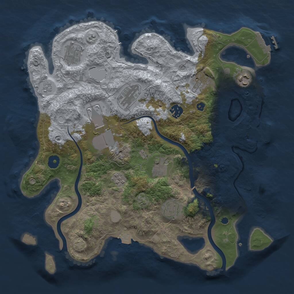Rust Map: Procedural Map, Size: 3500, Seed: 592831915, 15 Monuments