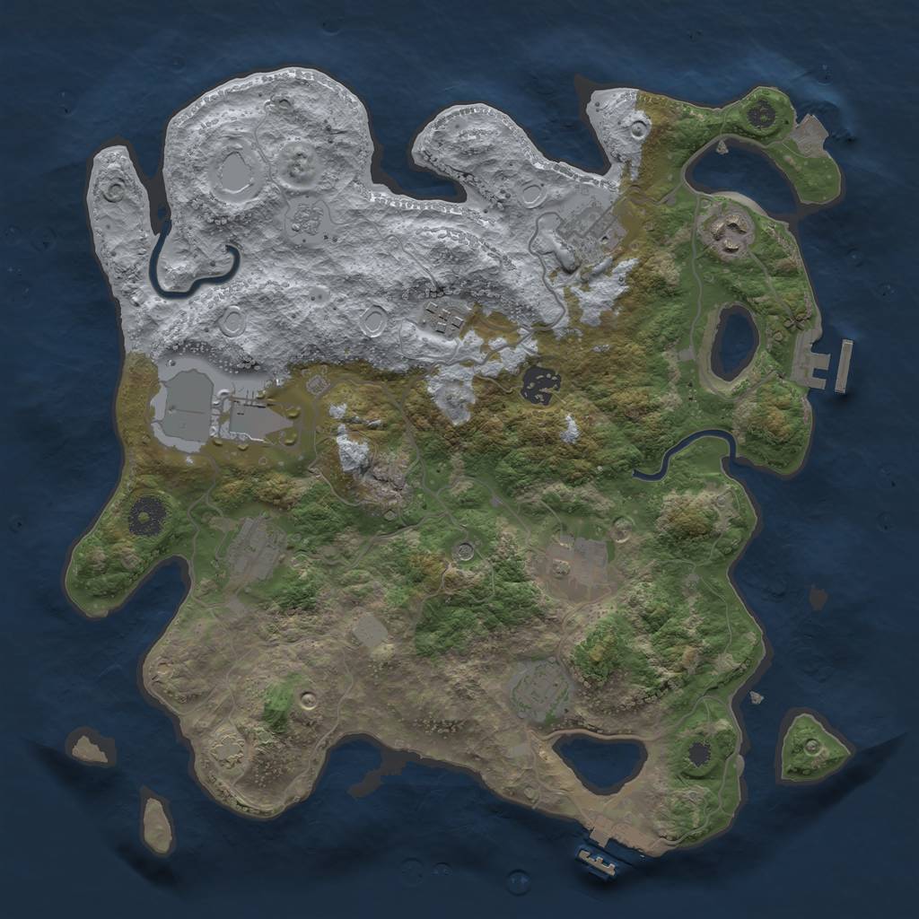 Rust Map: Procedural Map, Size: 3500, Seed: 592831915, 16 Monuments