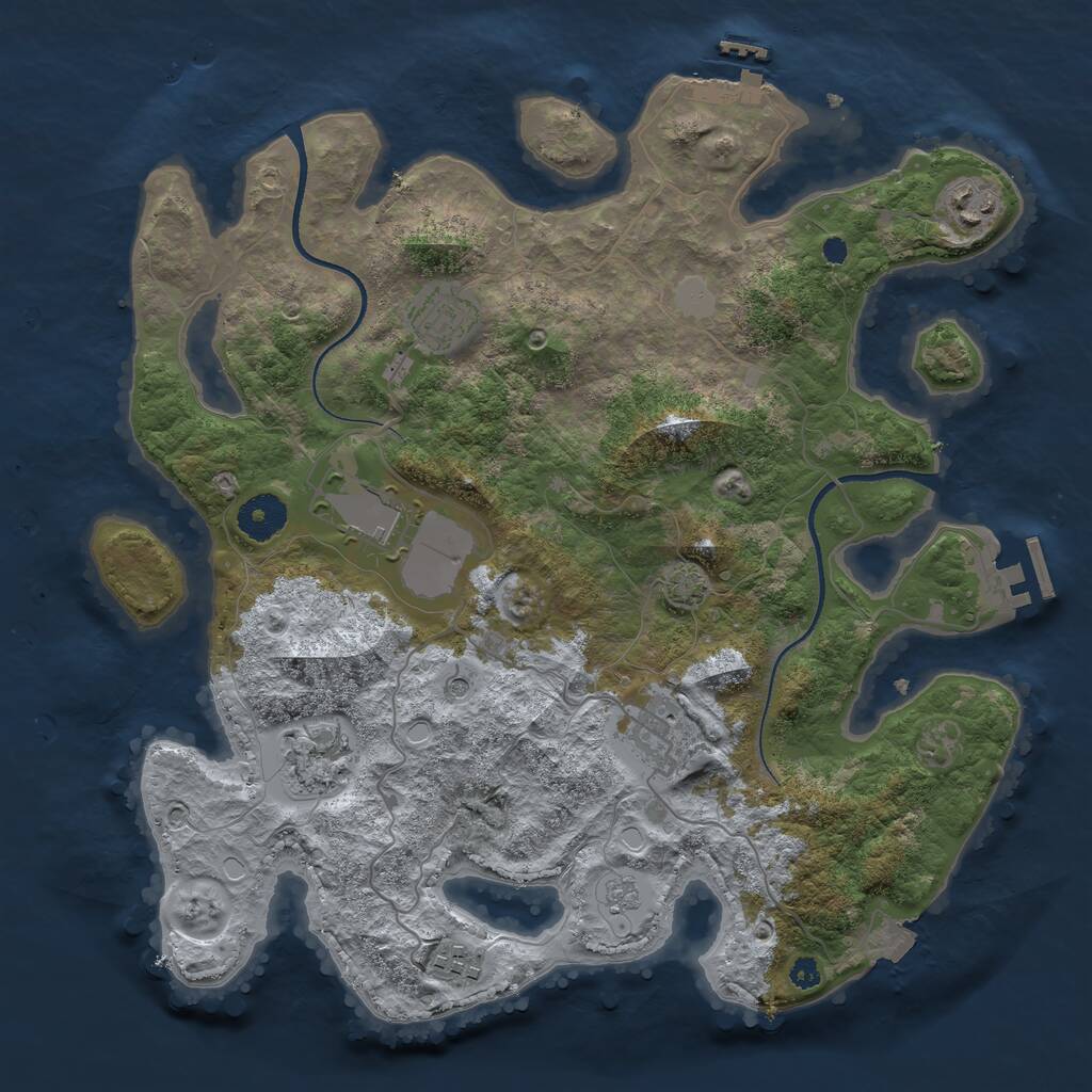 Rust Map: Procedural Map, Size: 3500, Seed: 195482414, 12 Monuments