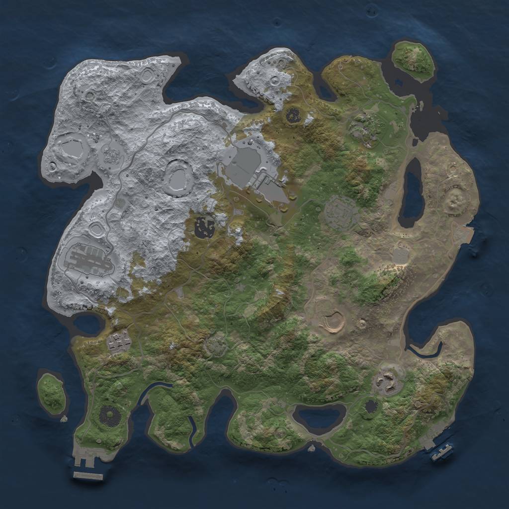Rust Map: Procedural Map, Size: 3500, Seed: 1424520251, 15 Monuments