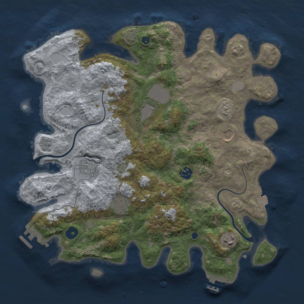 Rust Map: Procedural Map, Size: 3750, Seed: 907982, 13 Monuments