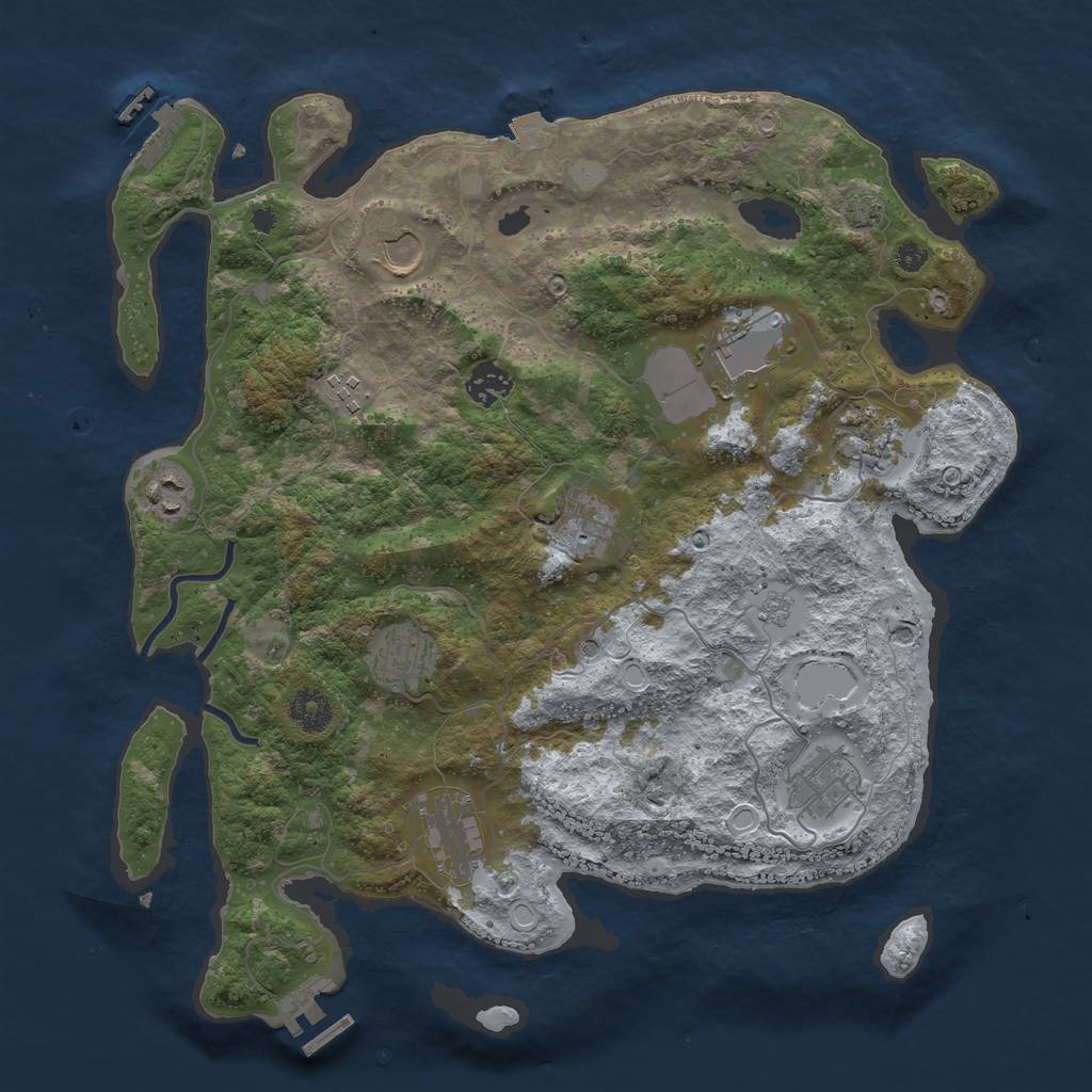 Rust Map: Procedural Map, Size: 3750, Seed: 1984686698, 18 Monuments