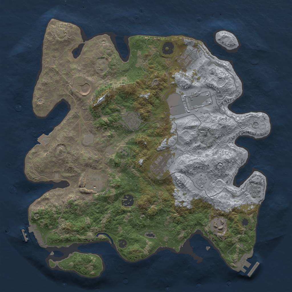 Rust Map: Procedural Map, Size: 3500, Seed: 1823691446, 17 Monuments