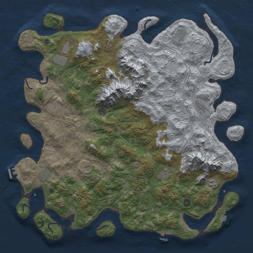 Rust Map: Procedural Map, Size: 5000, Seed: 49501, 19 Monuments