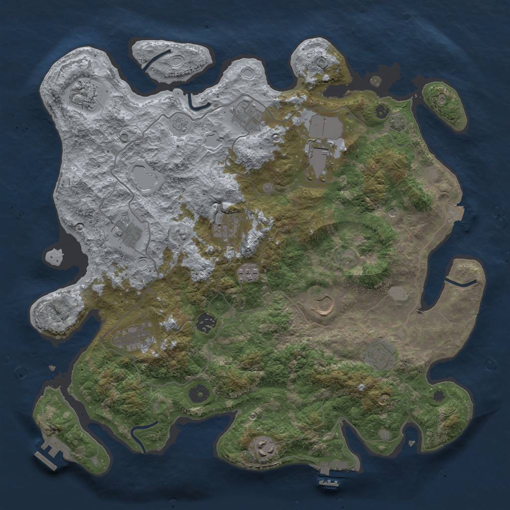 Rust Map: Procedural Map, Size: 4000, Seed: 393273109, 19 Monuments