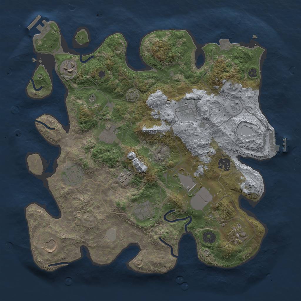 Rust Map: Procedural Map, Size: 3500, Seed: 2034579562, 18 Monuments