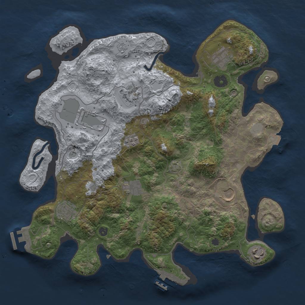 Rust Map: Procedural Map, Size: 3500, Seed: 1856654032, 16 Monuments