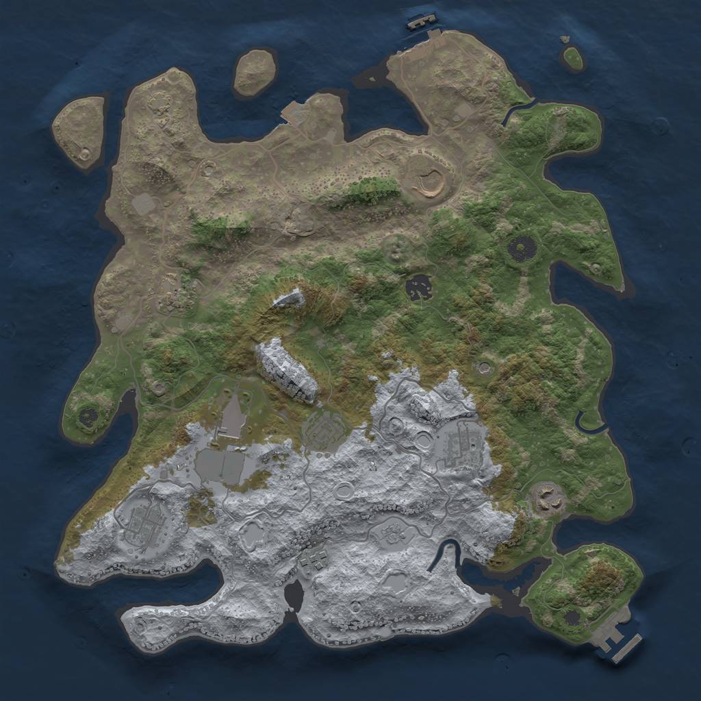 Rust Map: Procedural Map, Size: 3850, Seed: 4411556, 17 Monuments