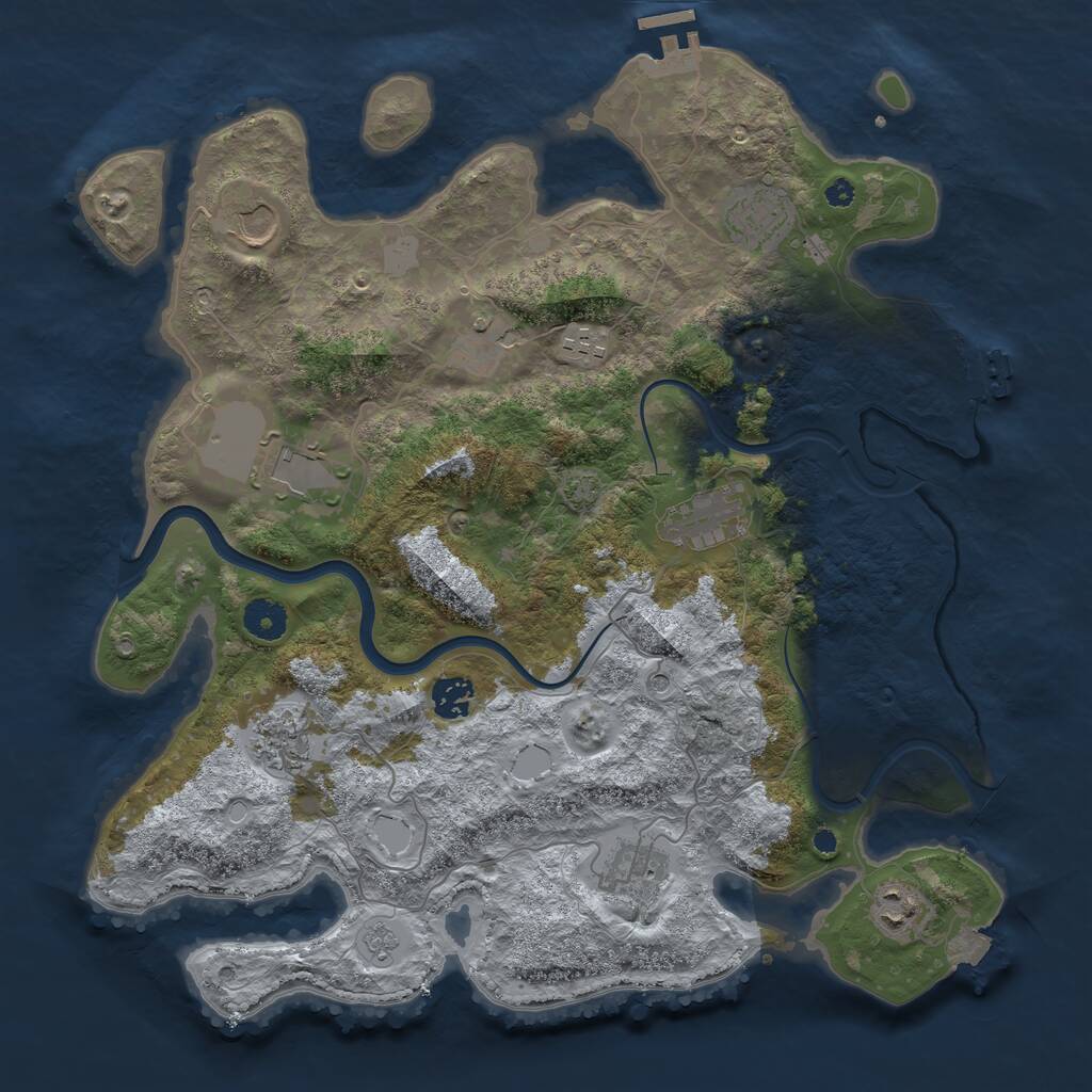 Rust Map: Procedural Map, Size: 3850, Seed: 4411556, 16 Monuments