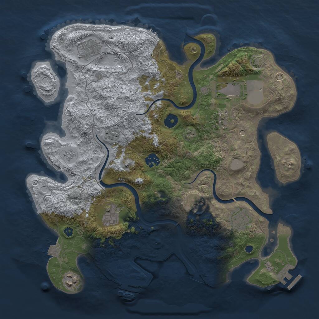 Rust Map: Procedural Map, Size: 3500, Seed: 1842891383, 15 Monuments