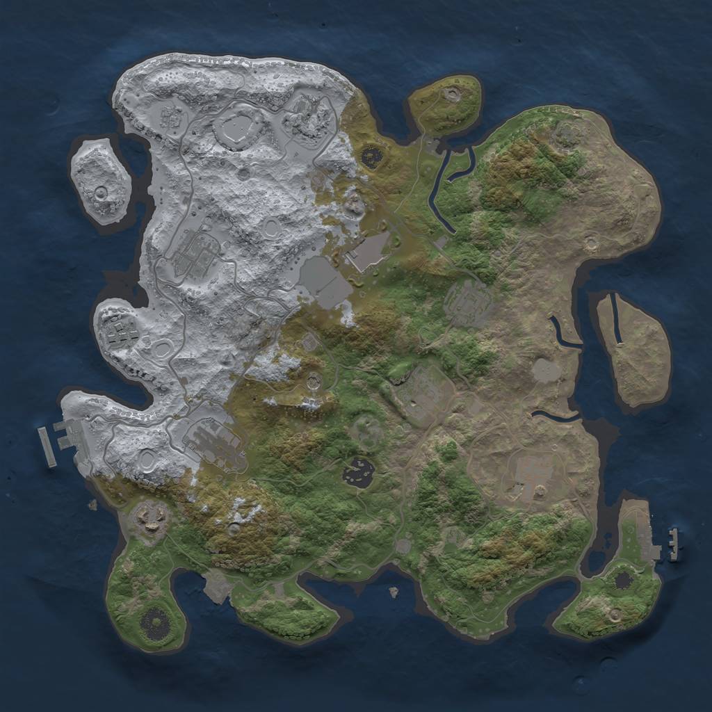 Rust Map: Procedural Map, Size: 3500, Seed: 1842891383, 18 Monuments