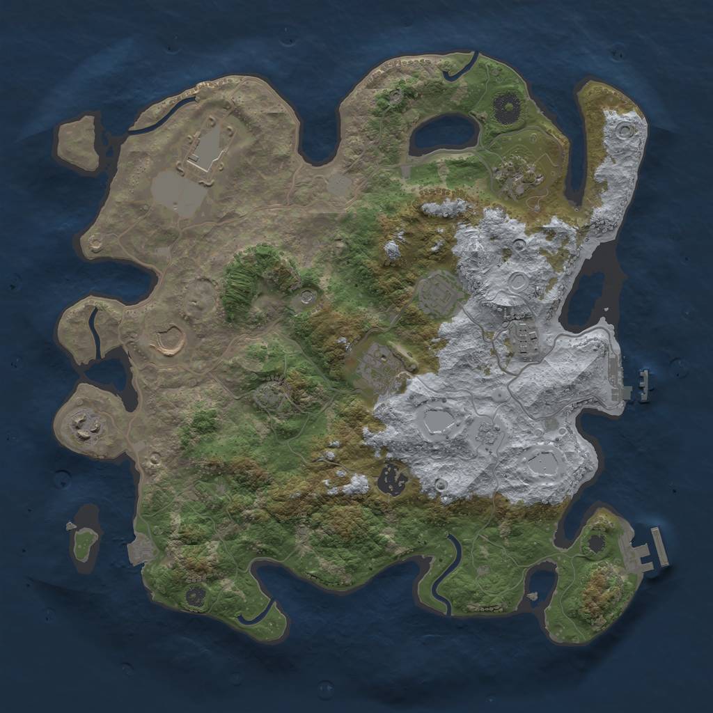 Rust Map: Procedural Map, Size: 3600, Seed: 471238260, 16 Monuments