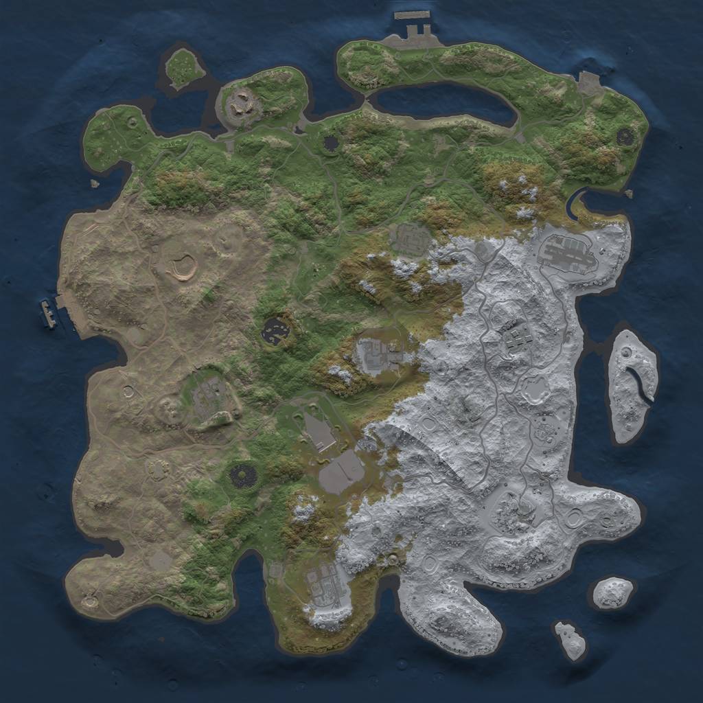 Rust Map: Procedural Map, Size: 4000, Seed: 2036225349, 19 Monuments