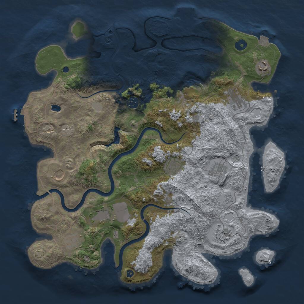 Rust Map: Procedural Map, Size: 4000, Seed: 2036225349, 16 Monuments