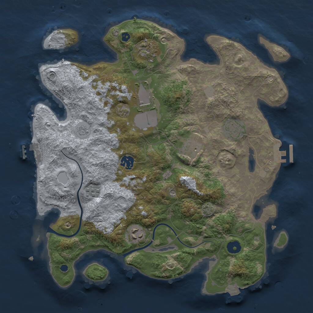 Rust Map: Procedural Map, Size: 3500, Seed: 1523289131, 13 Monuments