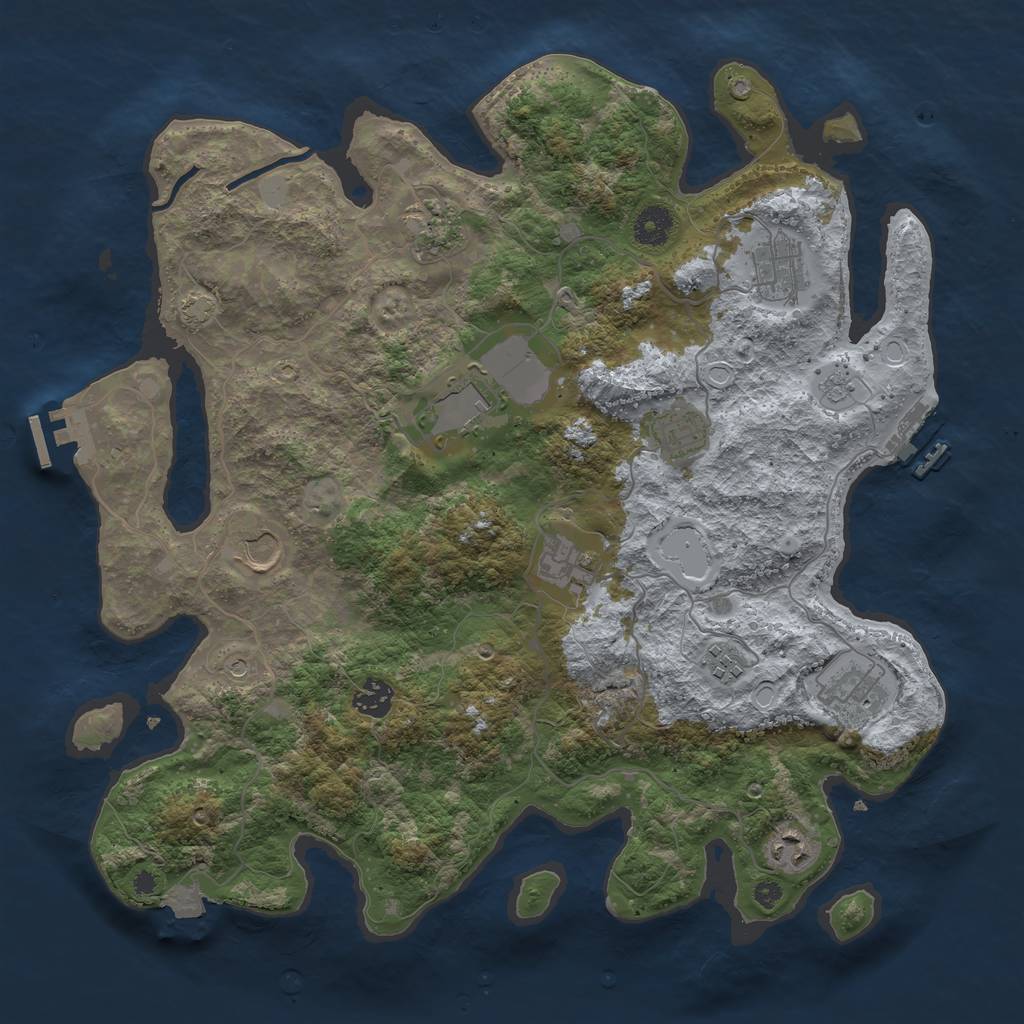 Rust Map: Procedural Map, Size: 3875, Seed: 847001405, 18 Monuments