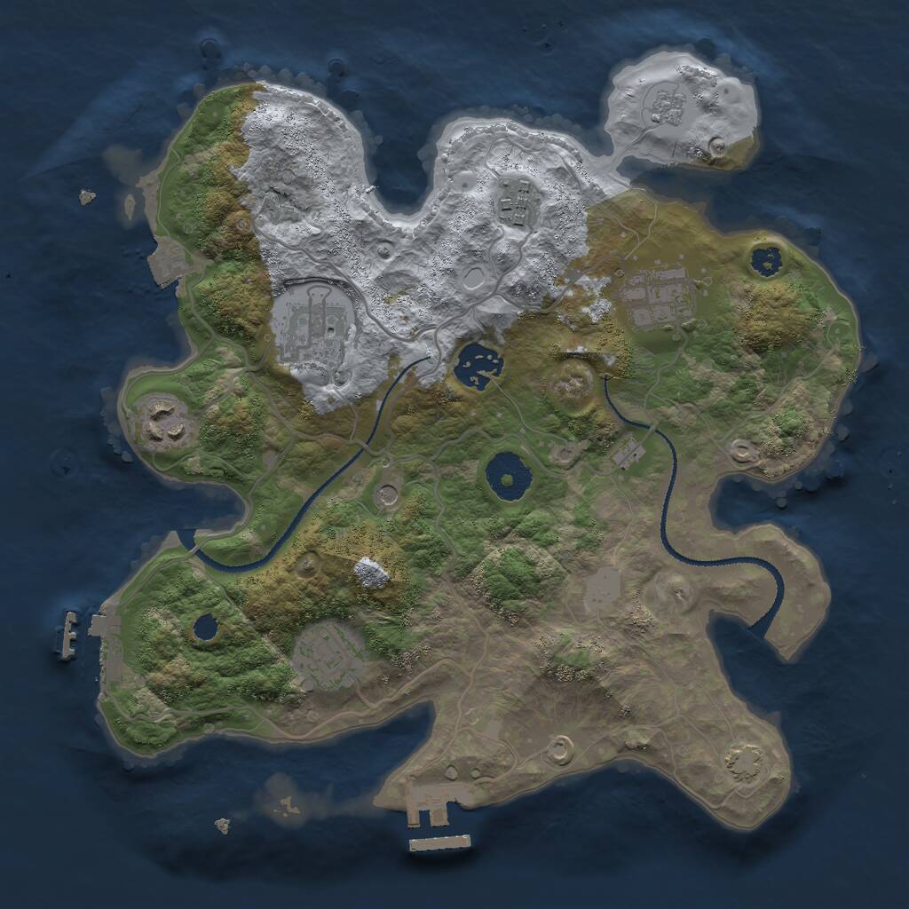 Rust Map: Procedural Map, Size: 3000, Seed: 1174385998, 12 Monuments