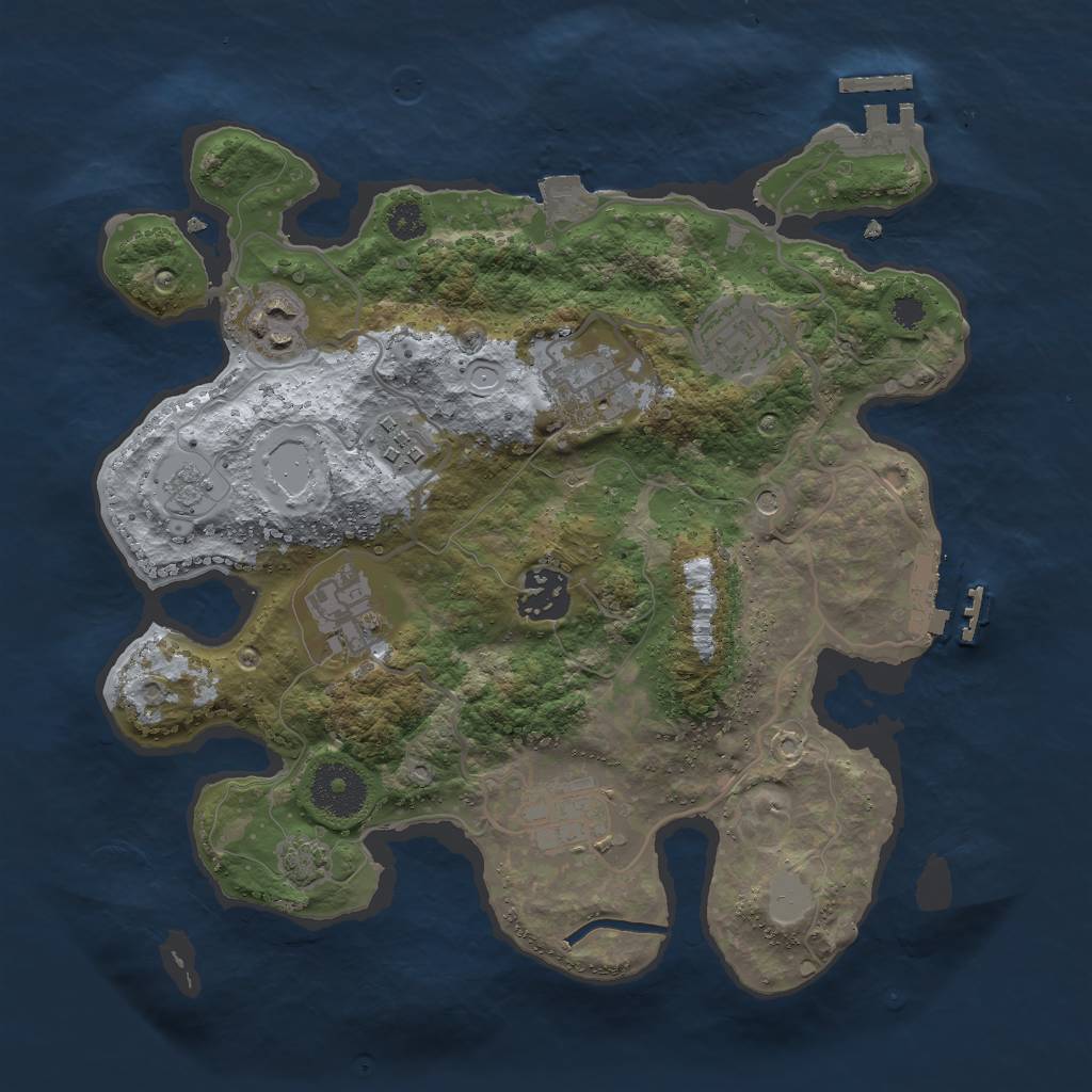 Rust Map: Procedural Map, Size: 3000, Seed: 465451476, 15 Monuments