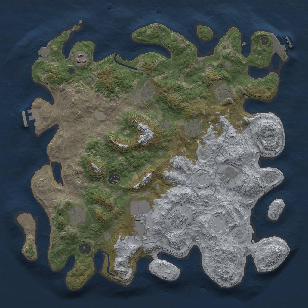 Rust Map: Procedural Map, Size: 4000, Seed: 58743925, 18 Monuments