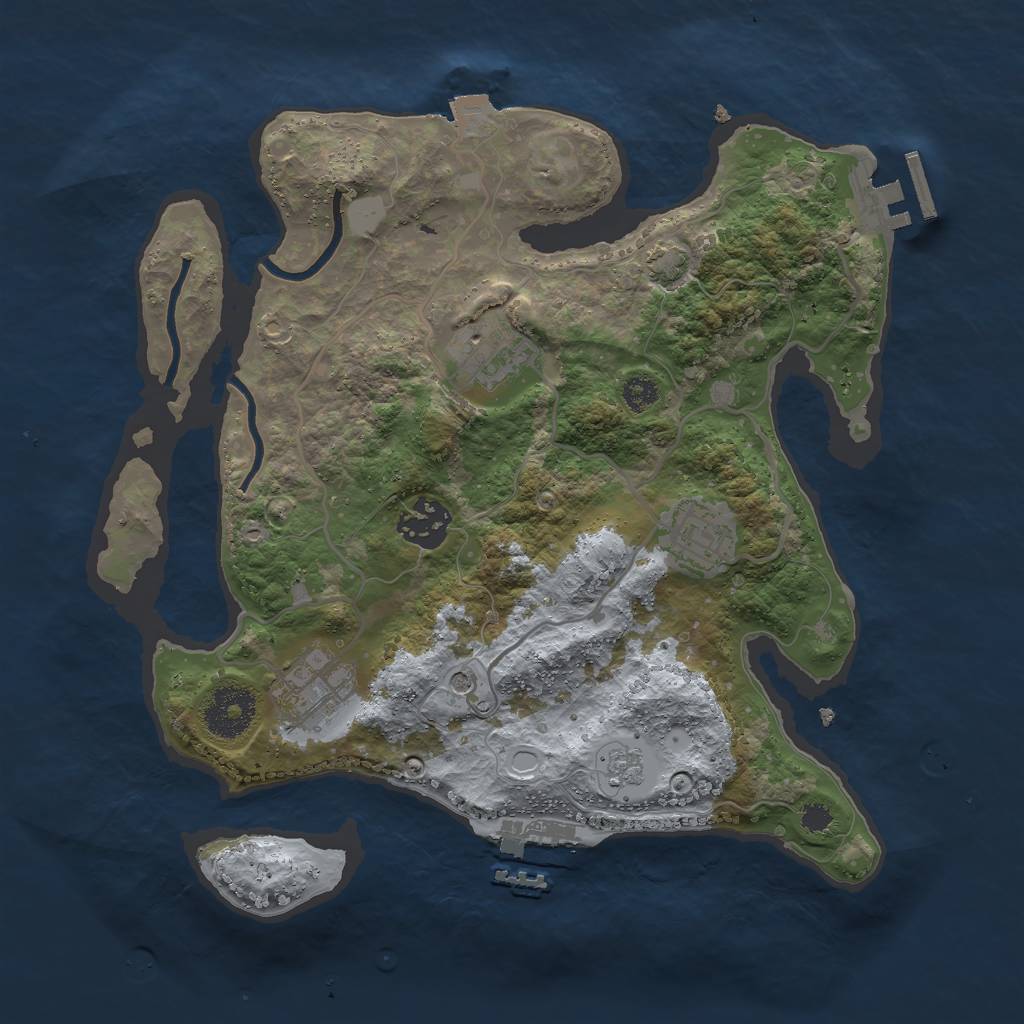 Rust Map: Procedural Map, Size: 3000, Seed: 1147000028, 12 Monuments