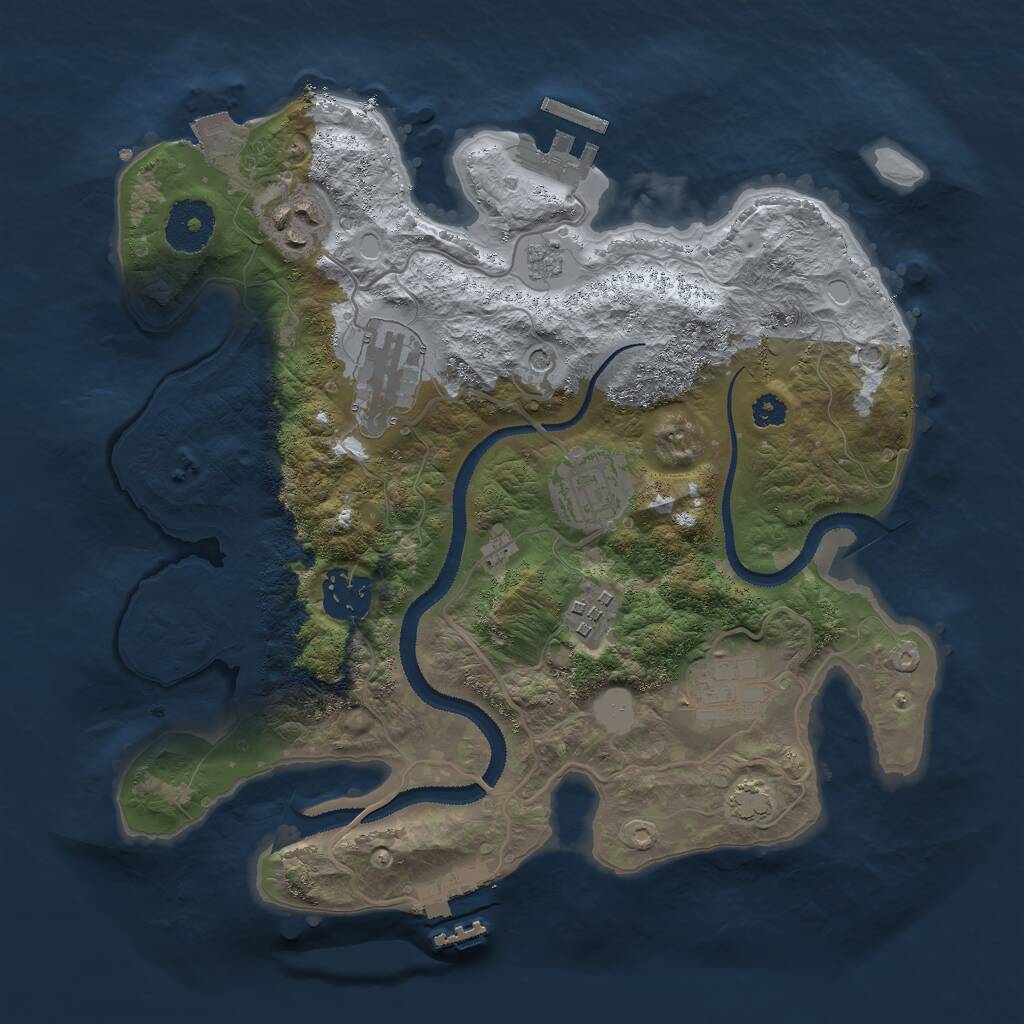 Rust Map: Procedural Map, Size: 3000, Seed: 1158710424, 12 Monuments