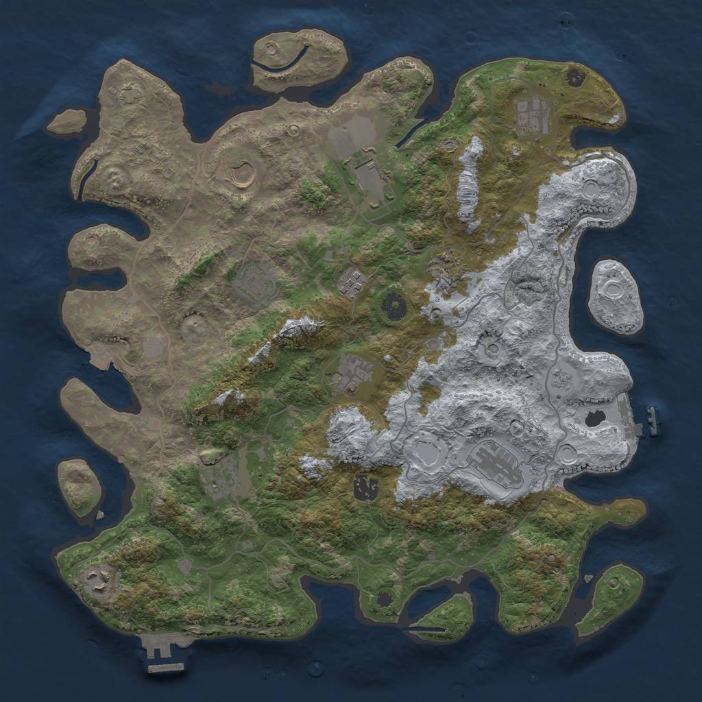 Rust Map: Procedural Map, Size: 4000, Seed: 6865, 19 Monuments