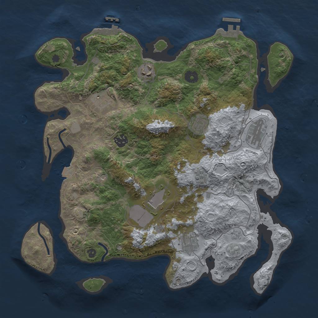 Rust Map: Procedural Map, Size: 3600, Seed: 990300, 16 Monuments