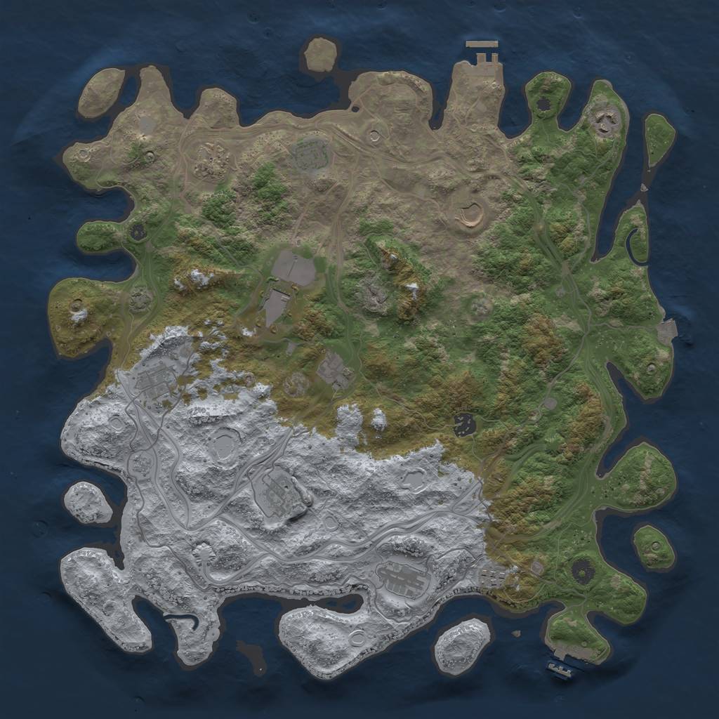 Rust Map: Procedural Map, Size: 4500, Seed: 1586080681, 19 Monuments