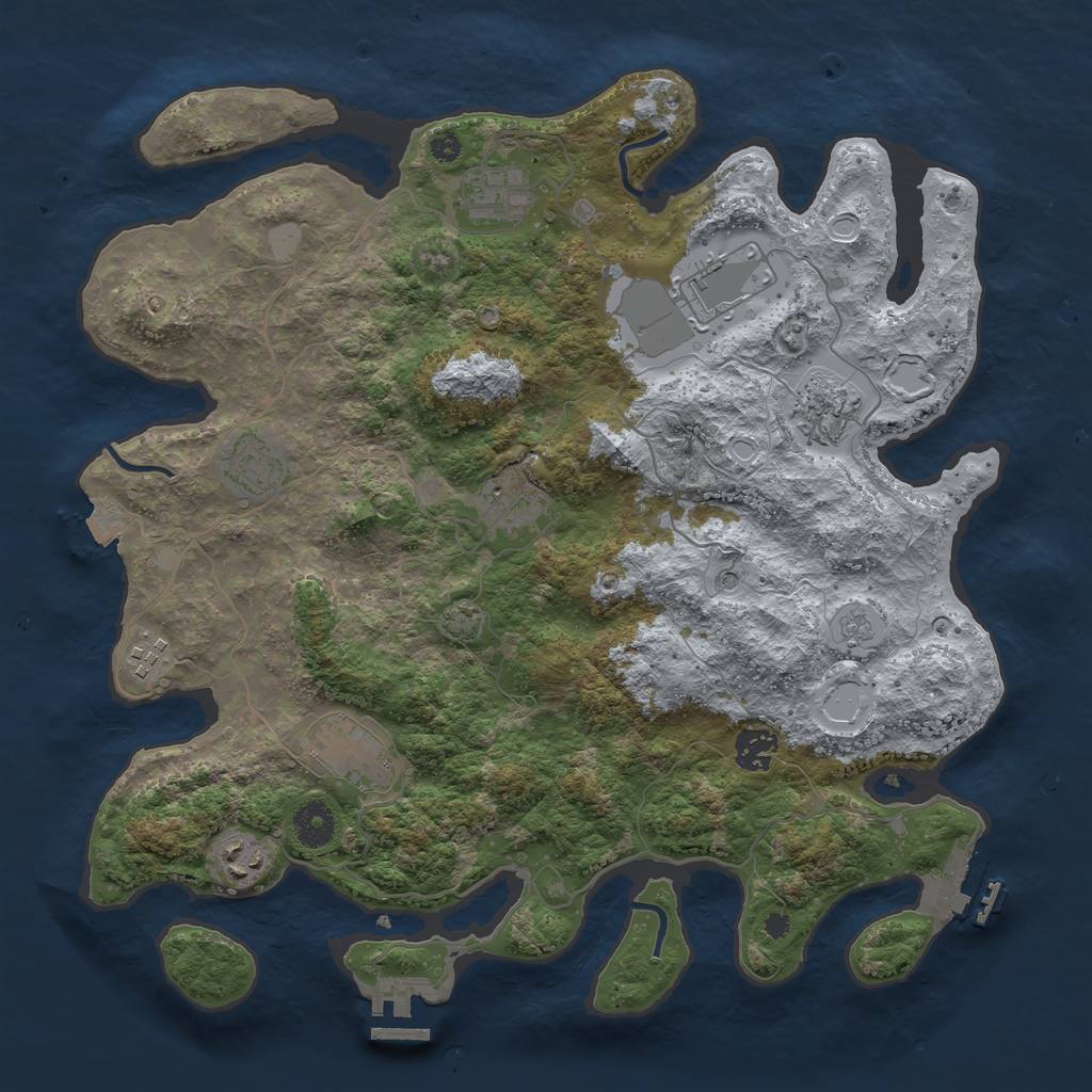 Rust Map: Procedural Map, Size: 3750, Seed: 36017013, 17 Monuments