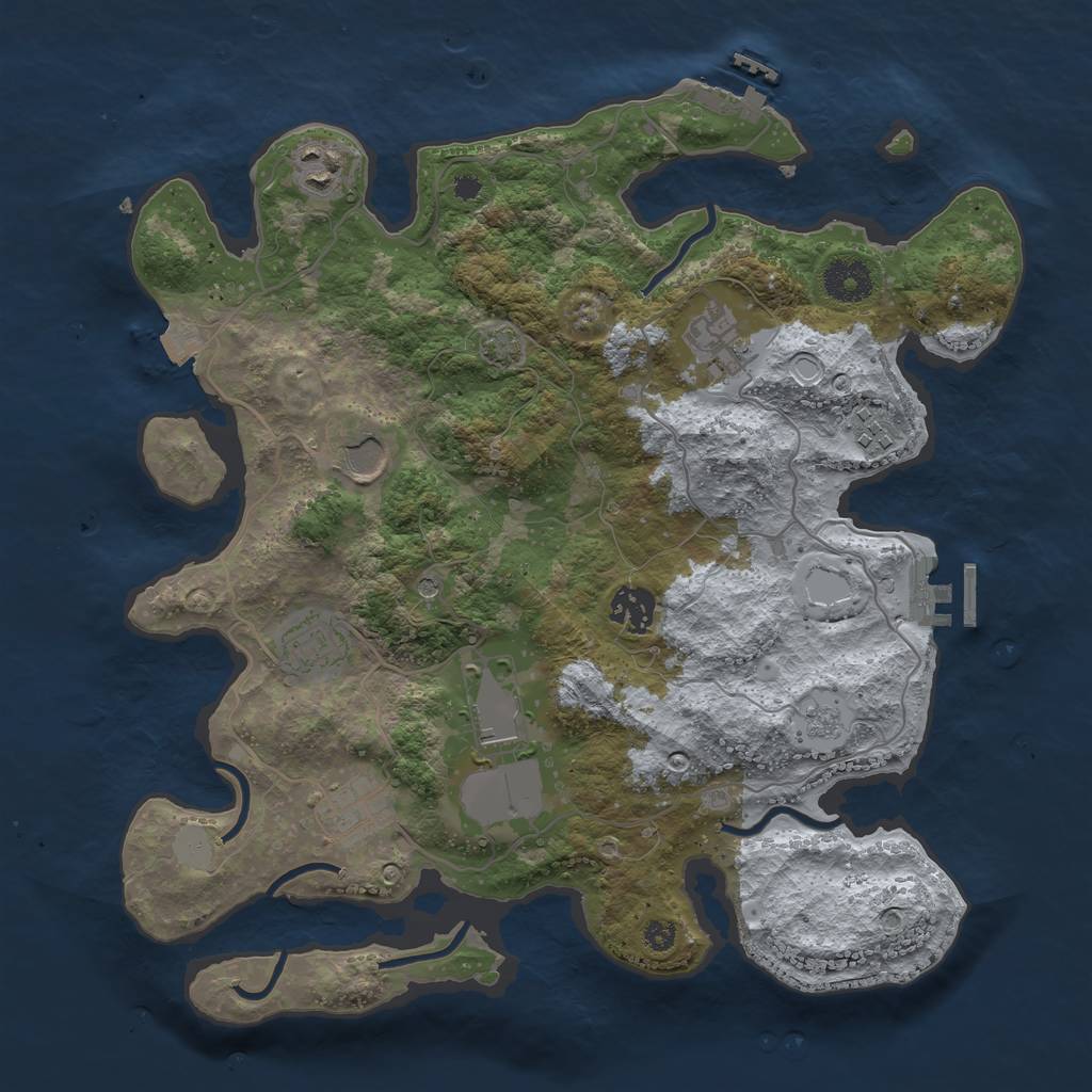 Rust Map: Procedural Map, Size: 3500, Seed: 570402313, 16 Monuments