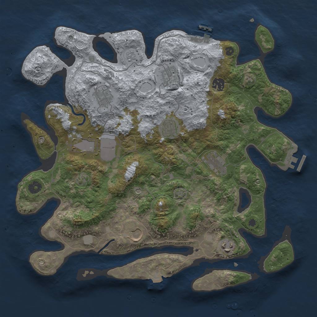 Rust Map: Procedural Map, Size: 3700, Seed: 998109, 16 Monuments