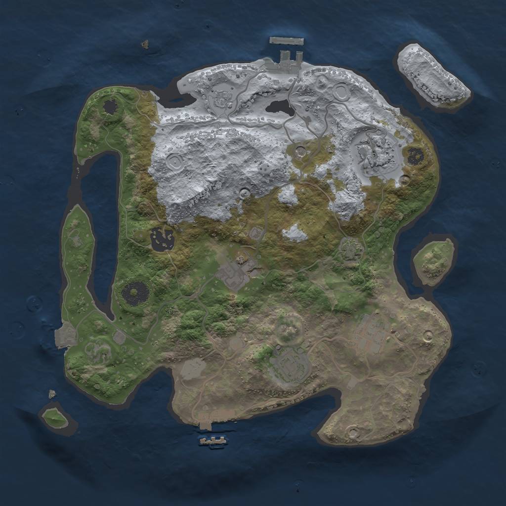 Rust Map: Procedural Map, Size: 3000, Seed: 1676924437, 13 Monuments