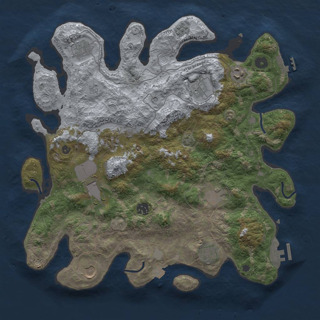 Rust Map: Procedural Map, Size: 3800, Seed: 959575751, 18 Monuments