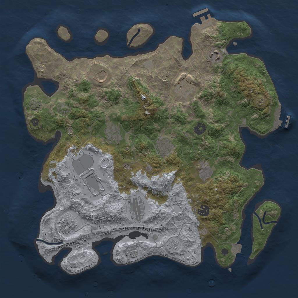 Rust Map: Procedural Map, Size: 3750, Seed: 378983, 19 Monuments