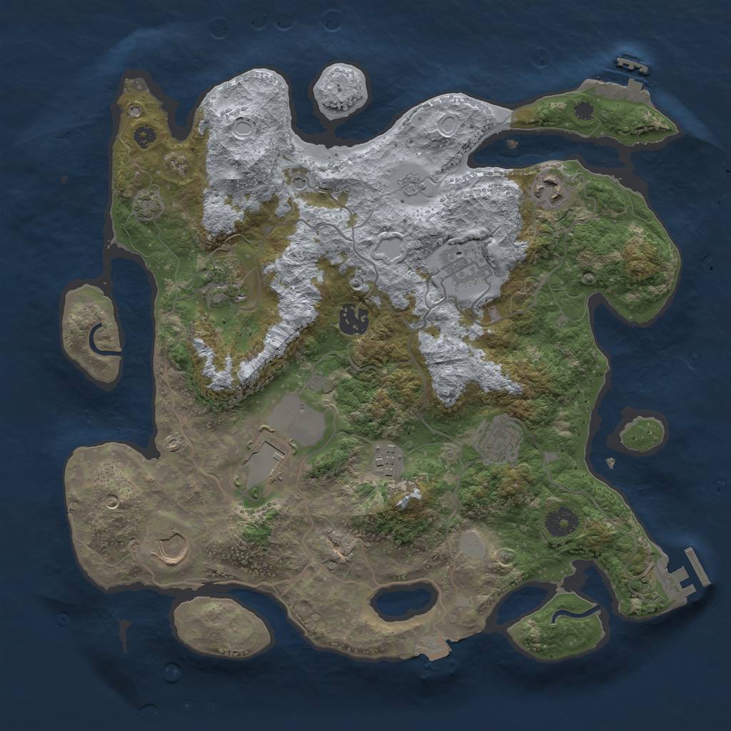 Rust Map: Procedural Map, Size: 3500, Seed: 926598743, 16 Monuments