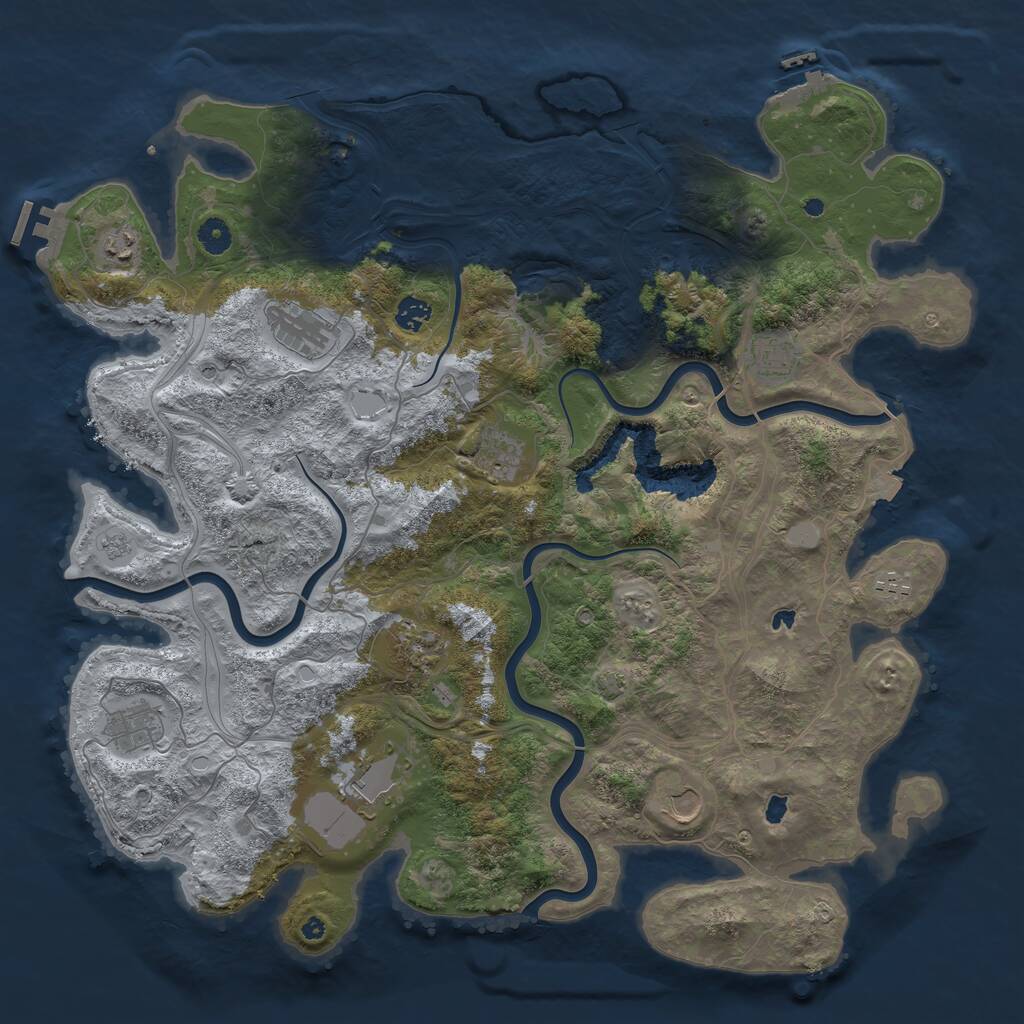 Rust Map: Procedural Map, Size: 4500, Seed: 258019880, 16 Monuments