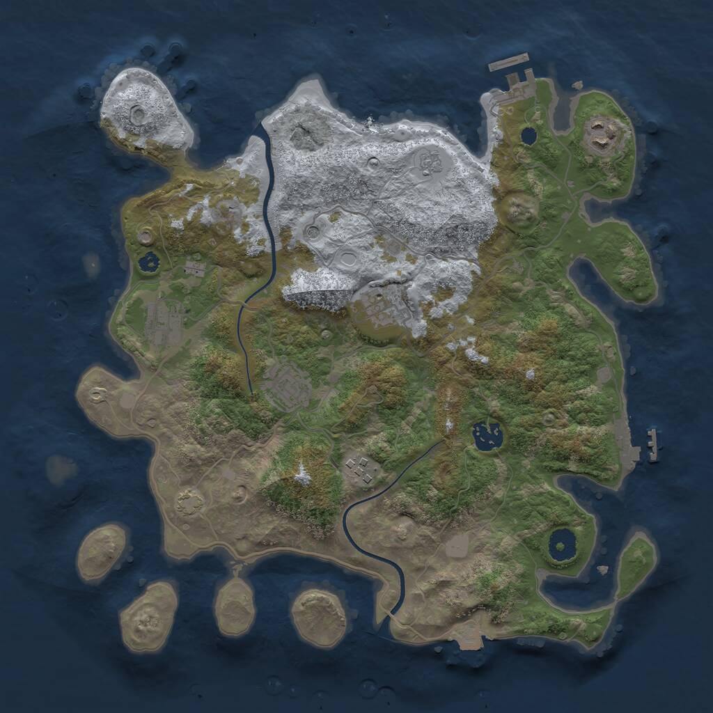 Rust Map: Procedural Map, Size: 3500, Seed: 2507, 12 Monuments