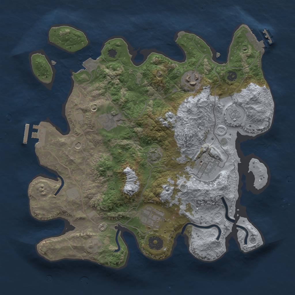 Rust Map: Procedural Map, Size: 3000, Seed: 2086501768, 12 Monuments