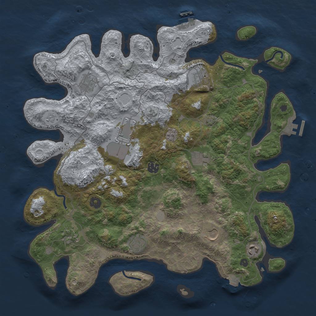 Rust Map: Procedural Map, Size: 4000, Seed: 1159435509, 18 Monuments