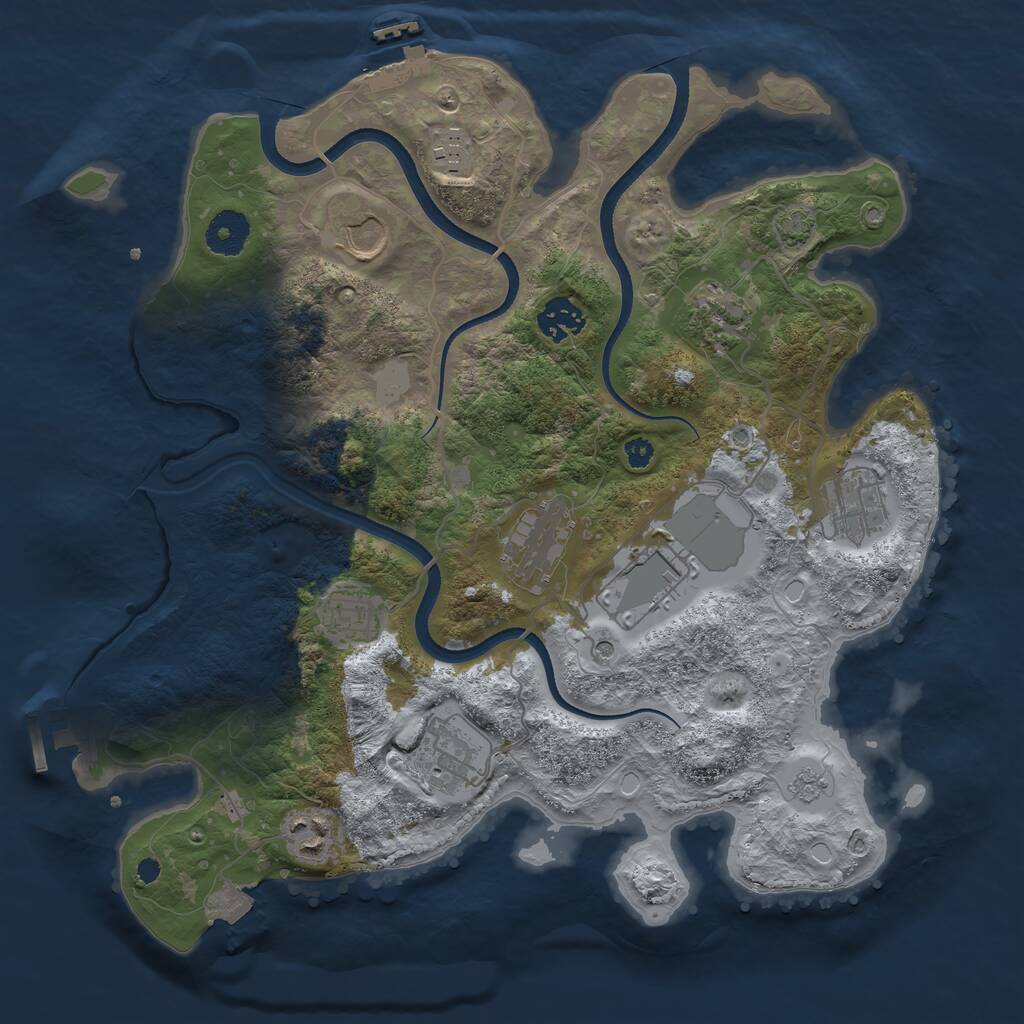 Rust Map: Procedural Map, Size: 3500, Seed: 864492704, 16 Monuments