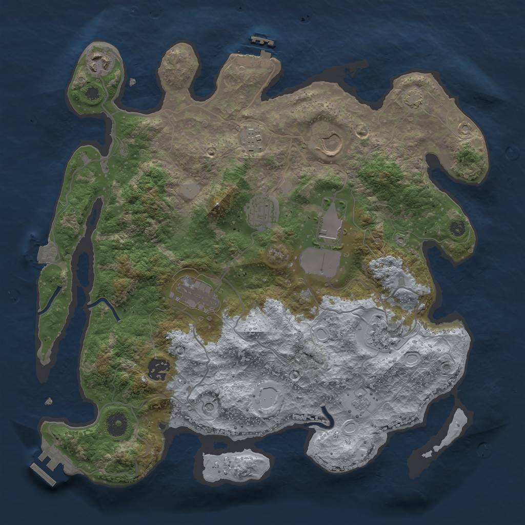 Rust Map: Procedural Map, Size: 3500, Seed: 1979478057, 16 Monuments