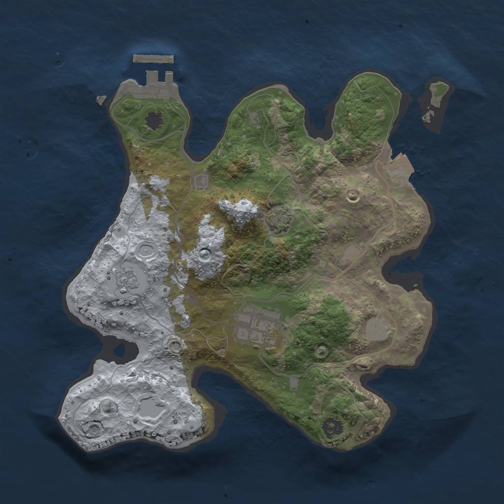 Rust Map: Procedural Map, Size: 2500, Seed: 1801851570, 7 Monuments