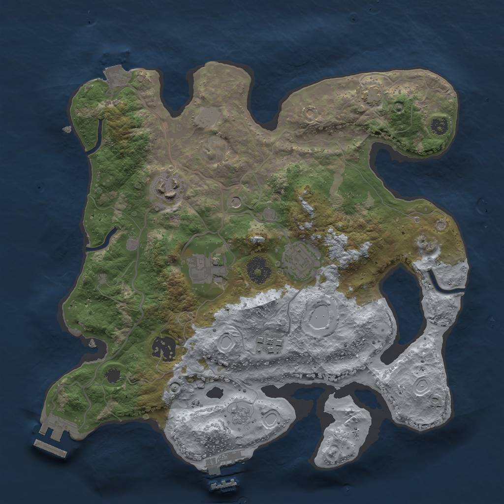 Rust Map: Procedural Map, Size: 3000, Seed: 1969011437, 13 Monuments