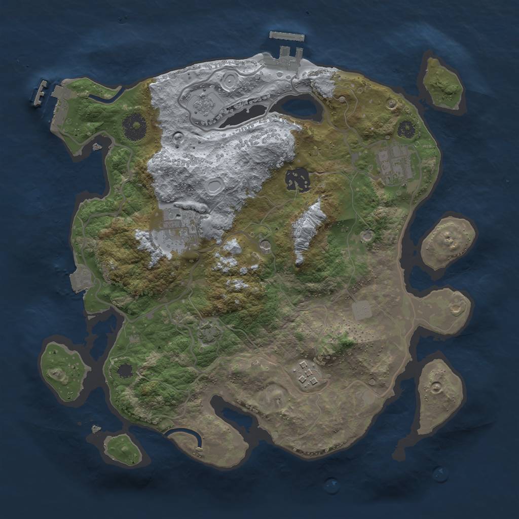 Rust Map: Procedural Map, Size: 3000, Seed: 1312888013, 12 Monuments