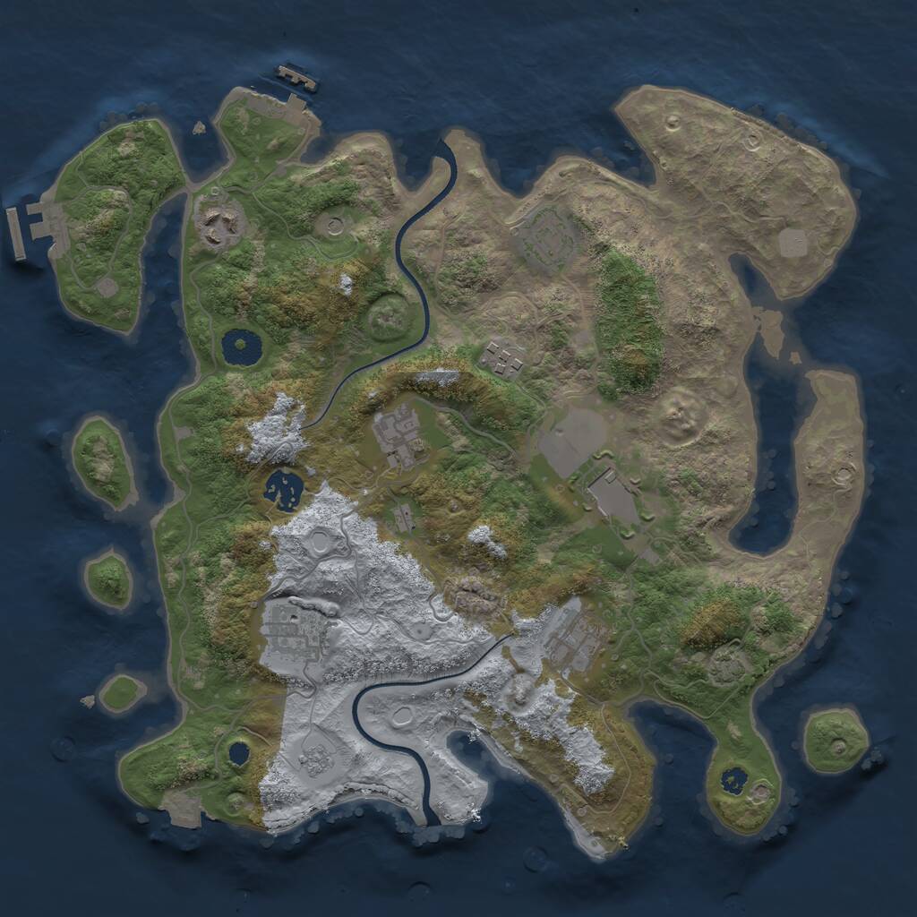 Rust Map: Procedural Map, Size: 3500, Seed: 600664233, 14 Monuments