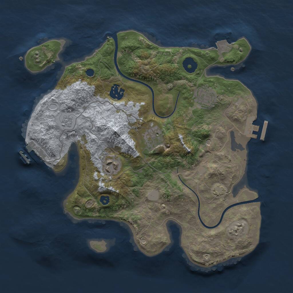 Rust Map: Procedural Map, Size: 3000, Seed: 7635490, 10 Monuments