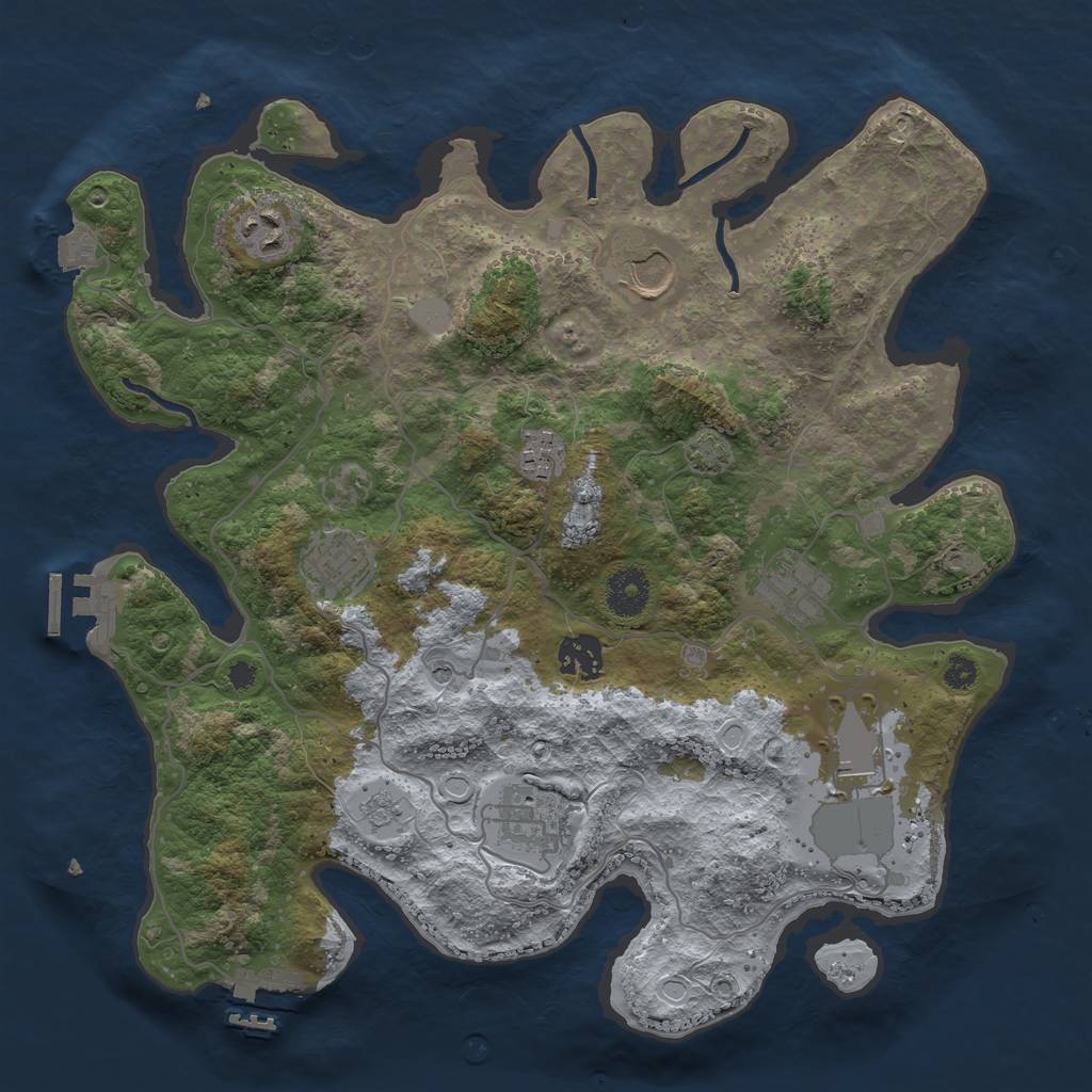 Rust Map: Procedural Map, Size: 3500, Seed: 1234530405, 16 Monuments